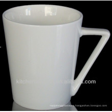 White ceramic mug with magic handle dinner set made in China/strange shap ceramic mug